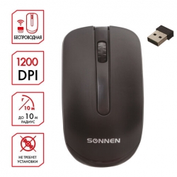 Мышь беспроводная Sonnen M-3032 USB черная , арт . 512640